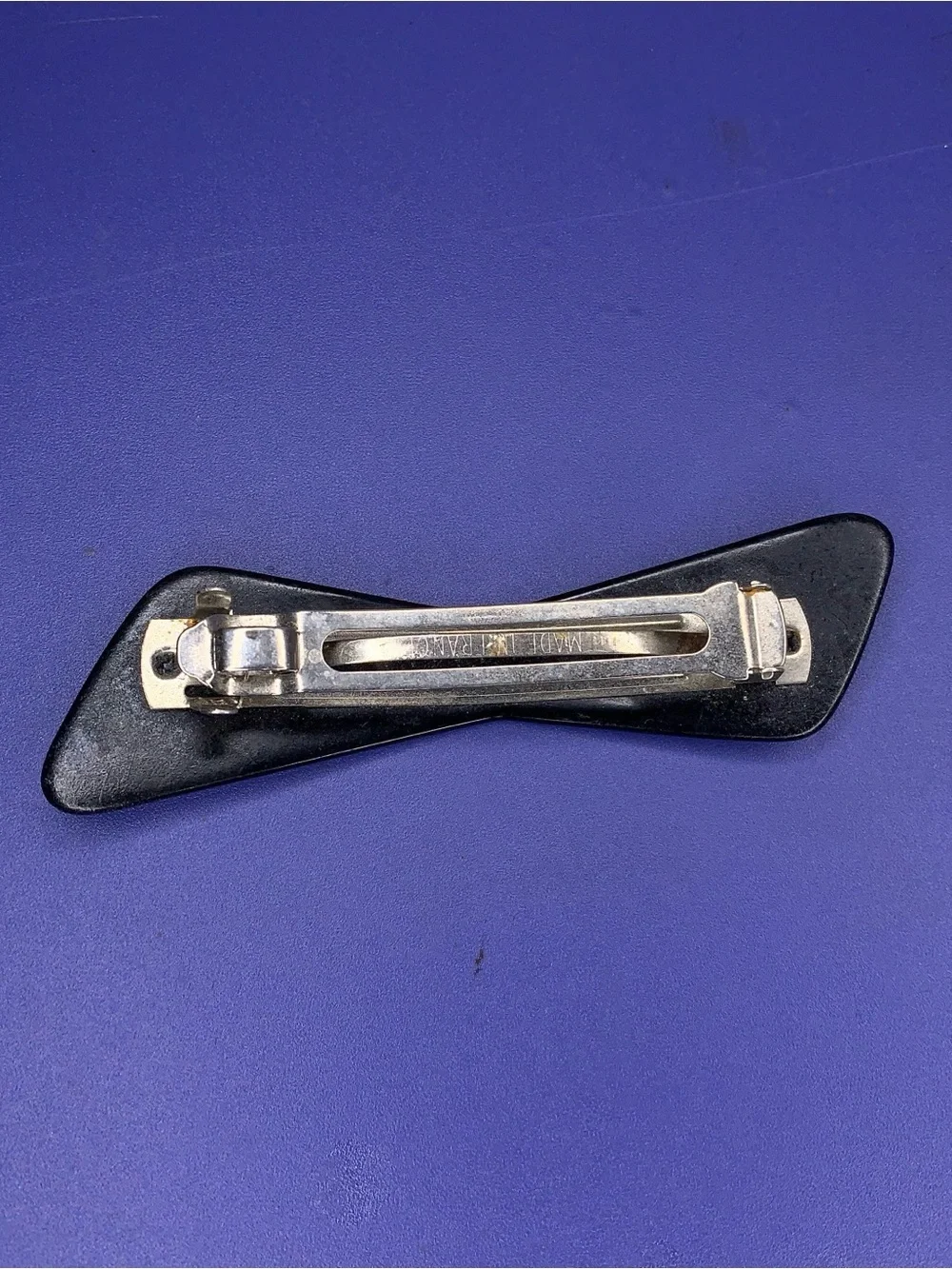 Vintage 1950s Era Hair Barrette Black Silver Made In France Retro Goth Pinup